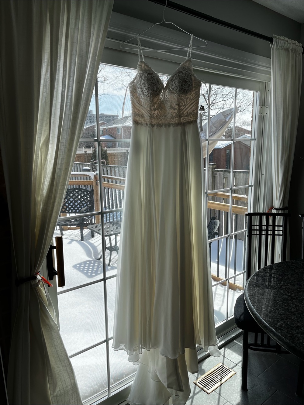 Wedding dress Maggie Sottero Ivory Lace Bodice Chiffon Slip Dress